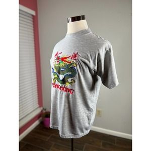 Embroidered Hong Kong Dragon souvenir T-shirt Gray Size L